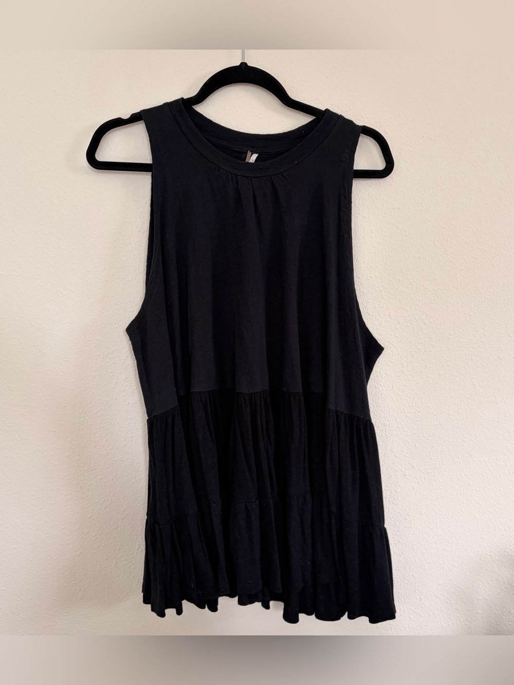Free People Black Ribbed Scoop Neck Tank